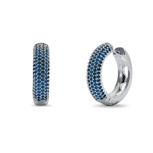 Brinco De Prata Leve Argola com Zircônias Safira M