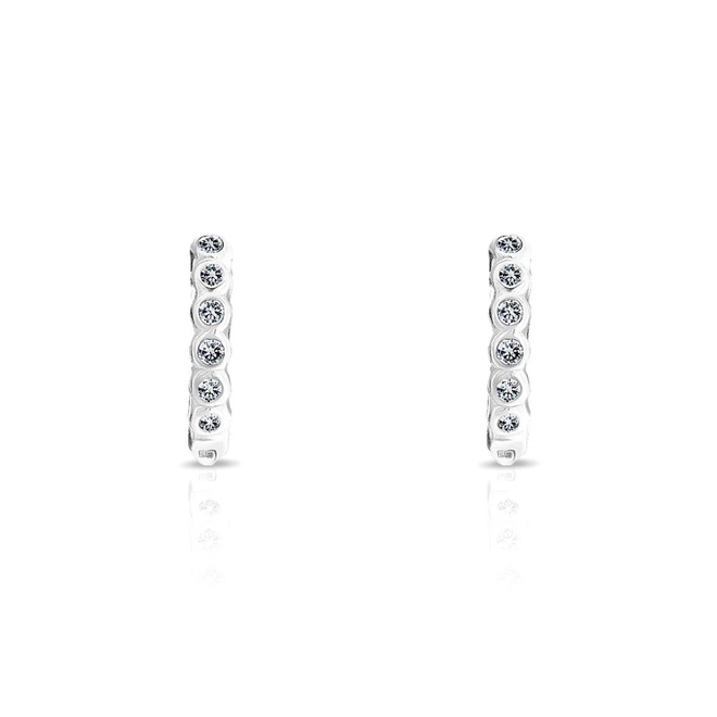 Brinco de Prata Leve Argola Clic Com Zircônias Cristal