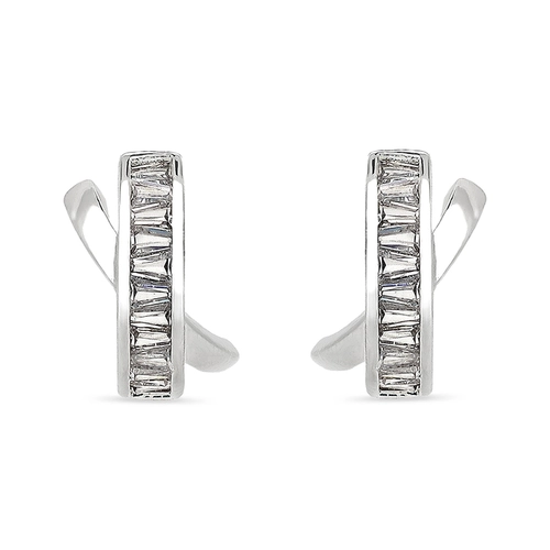 Brinco De Prata Leve X com Zircônia Cristal