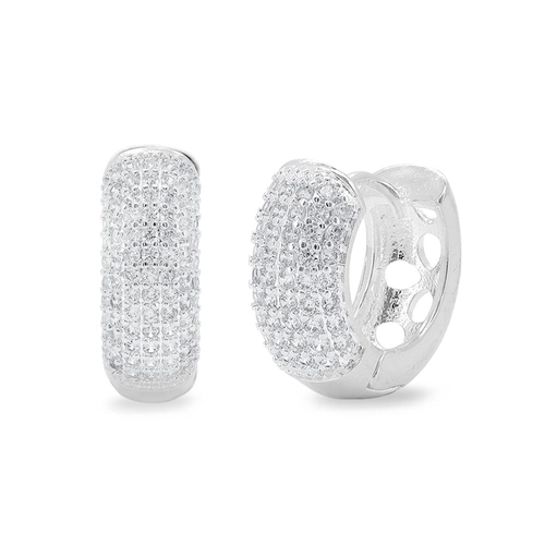 Brinco De Prata Leve Argola Clic Com Zircônia Cristal M
