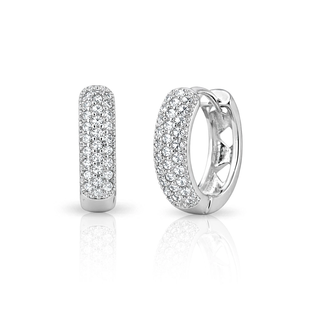 Brinco Argola Click Cravejada Zircônia Cristal M
