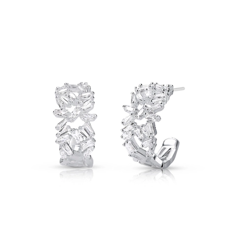 Brinco De Prata Leve Argola com Zircônias Cristal