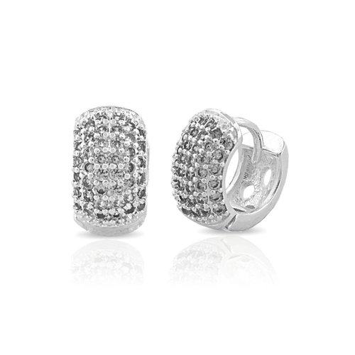Brinco De Prata Leve Argola Clic com Zircônia Cristal P