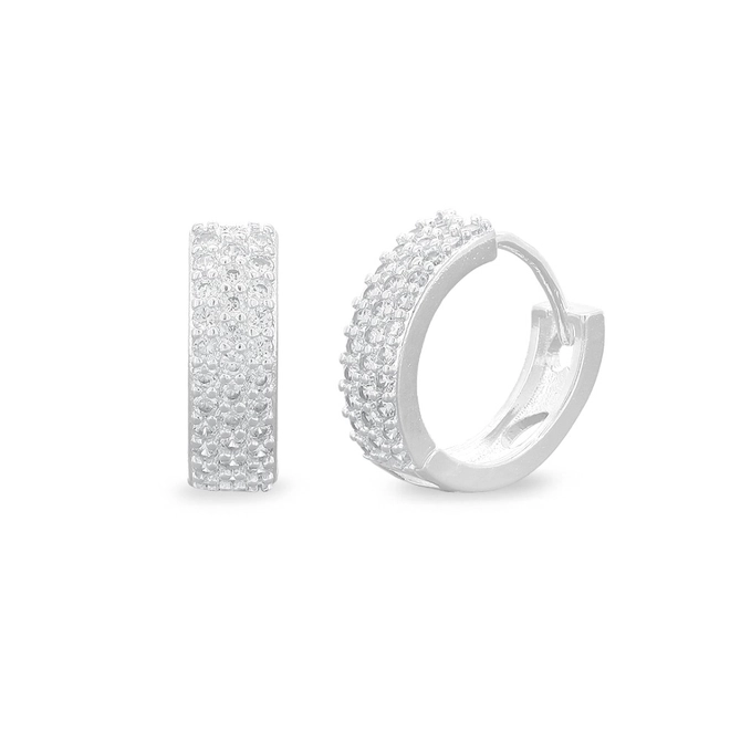 Brinco De Prata Leve Argola Com Zircônia Cristal