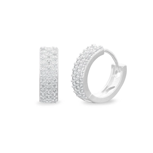 Brinco De Prata Leve Argola Com Zircônia Cristal