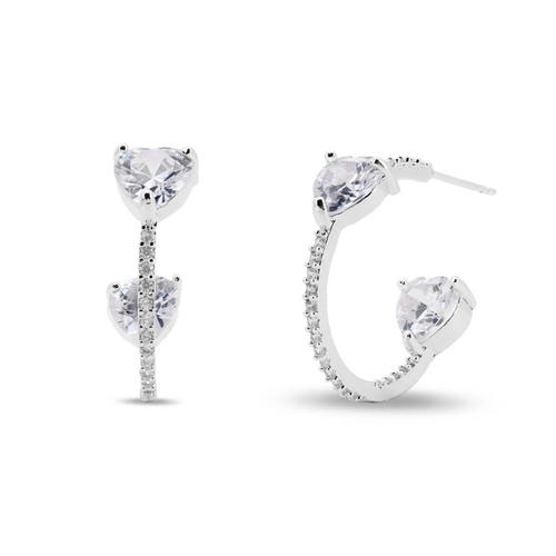 Brinco De Prata Leve Argola com Zircônia Cristal