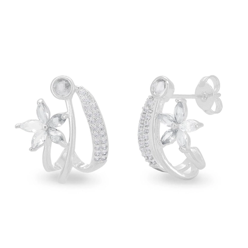 Brinco De Prata Leve com Zircônia Cristal