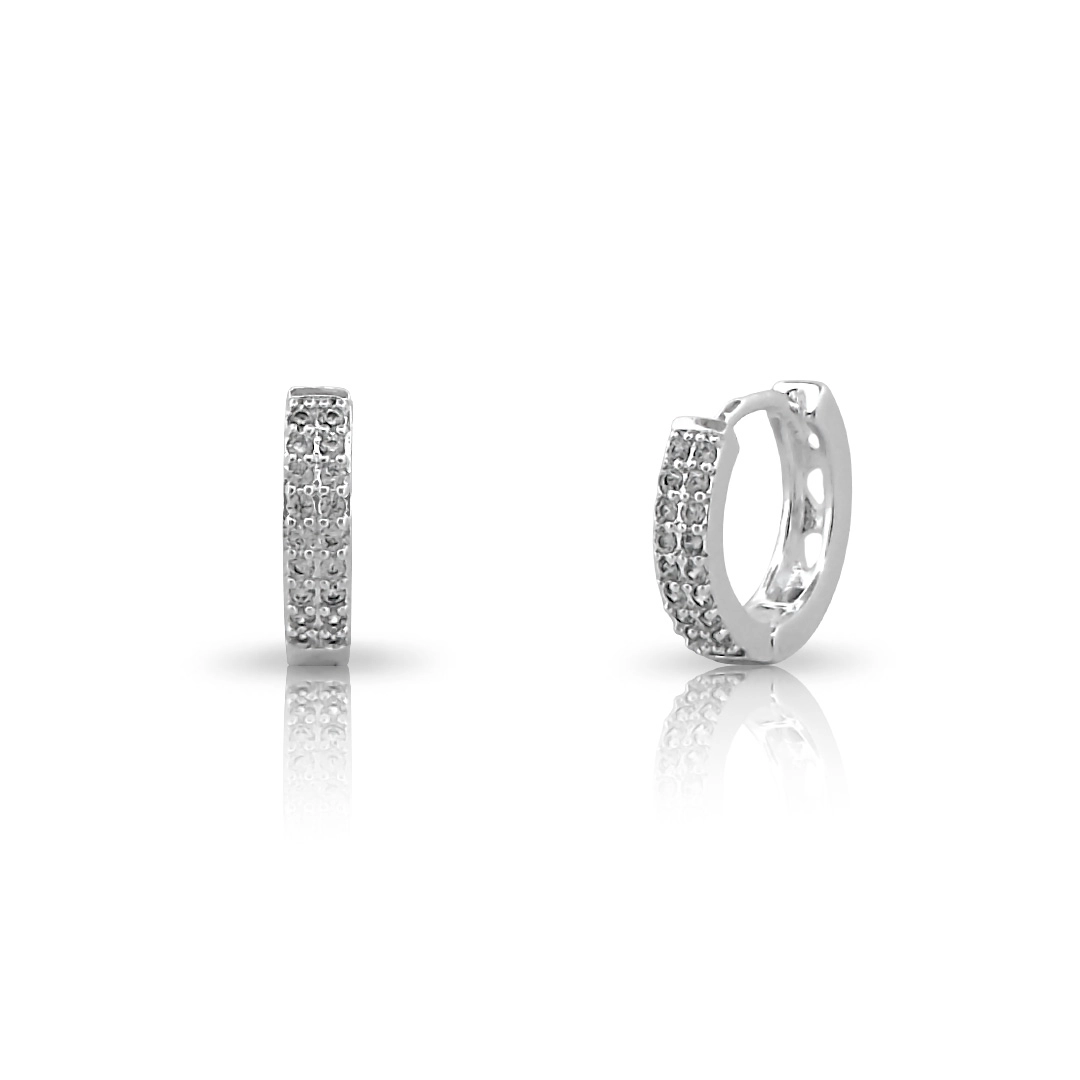 Brinco Argola Click Cravejado com Zircônias Cristal M