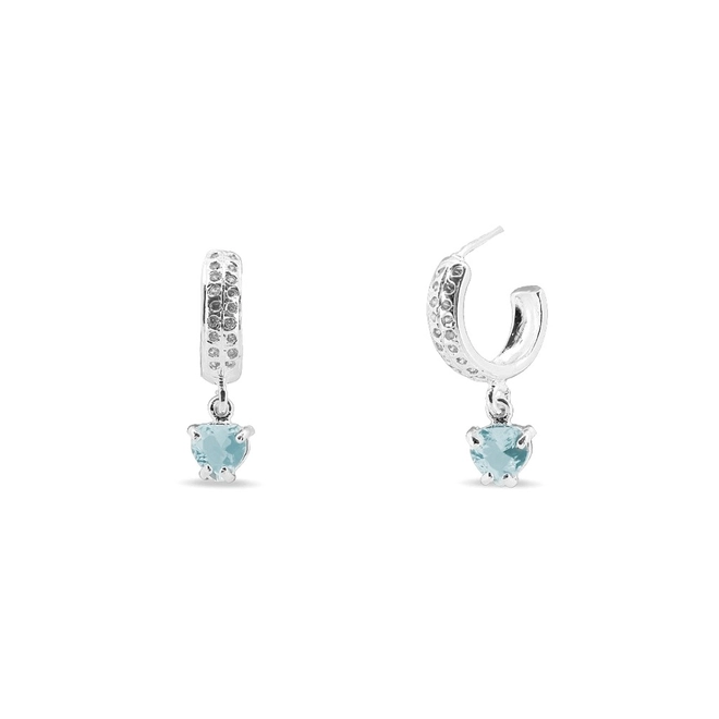 Brinco De Prata Leve Meia Argola Com Zircônia Topázio