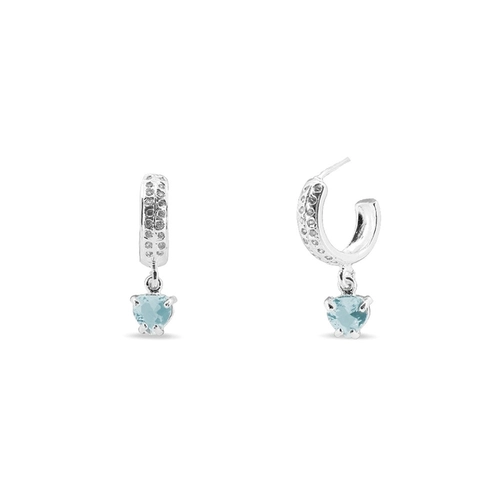Brinco De Prata Leve Meia Argola Com Zircônia Topázio