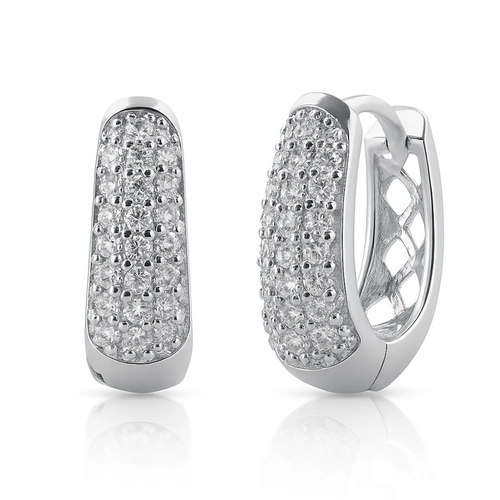 Brinco Argola Oval com Zircônias Cristal