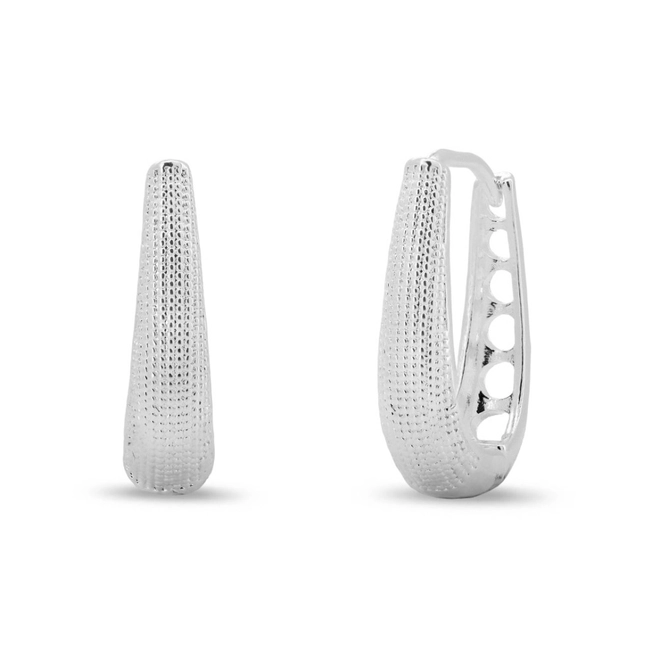 Brinco De Prata Leve Argola Trabalhada Oval