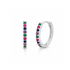Brinco Argola Click com Zircônias Coloridas