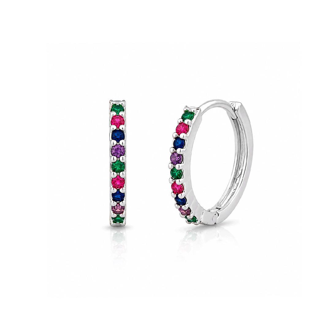 Brinco Argola Click com Zircônias Coloridas