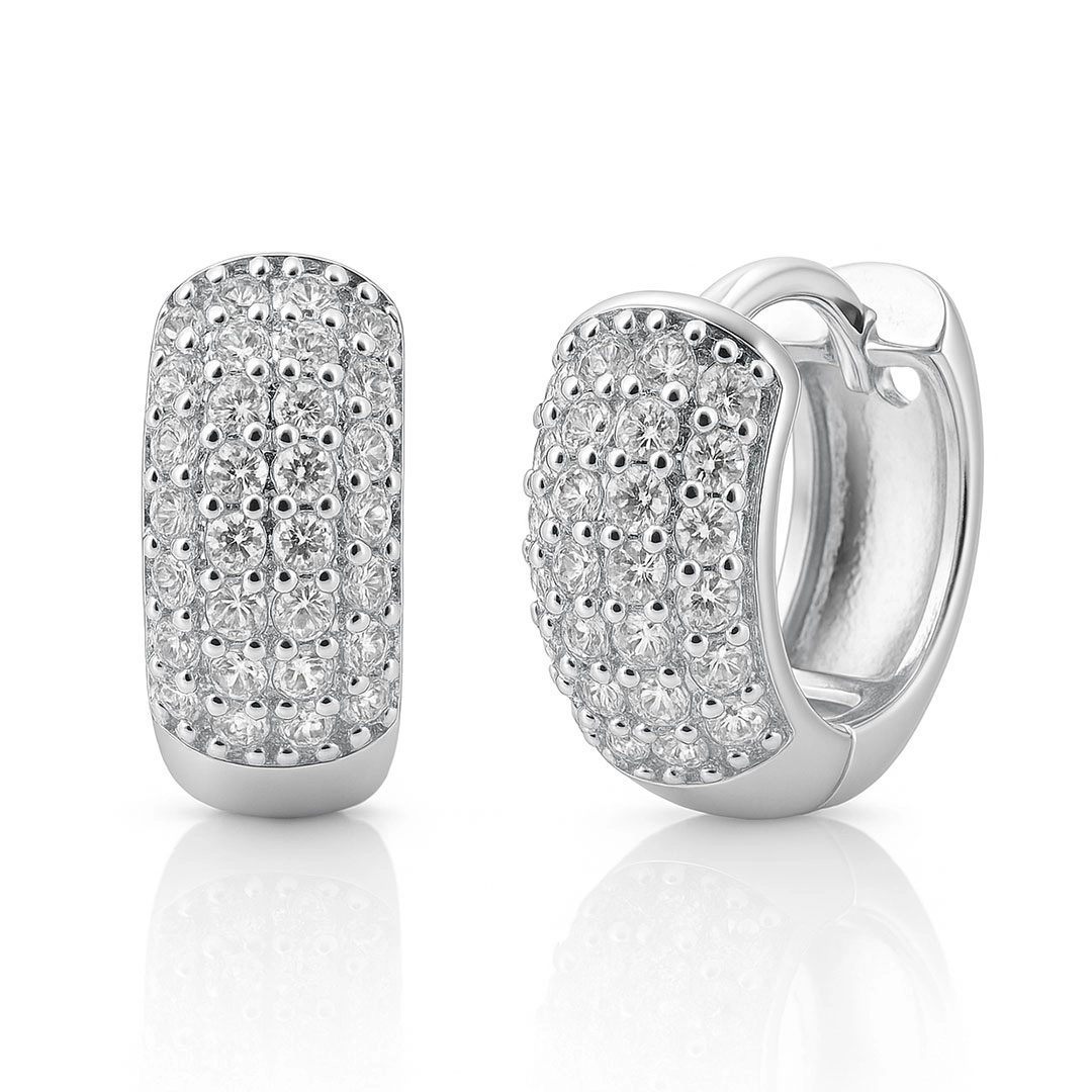 Brinco Argola Click Cravejados com Zircônias Cristal
