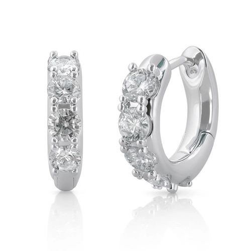 Brinco Argola Click Espelhada com Zircônias Cristal