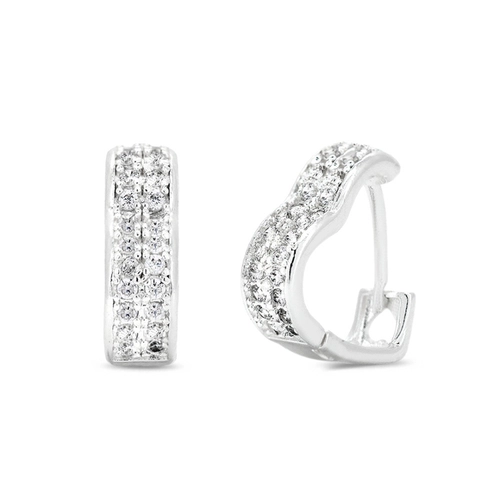 Brinco De Prata Leve Argola Clic Coração Com Zircônia Cristal