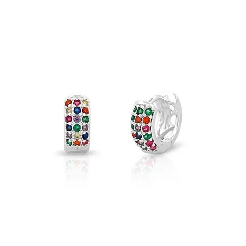 Brinco Argola Click com Zircônias Coloridas P