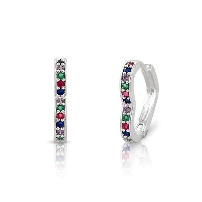 Brinco Argola Click Coração com Zircônias Coloridas
