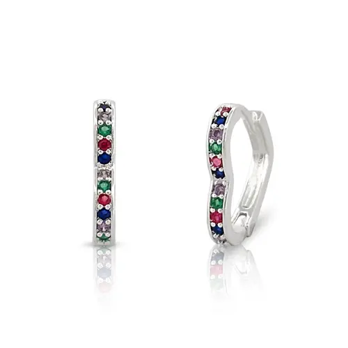 Brinco Argola Click Coração com Zircônias Coloridas