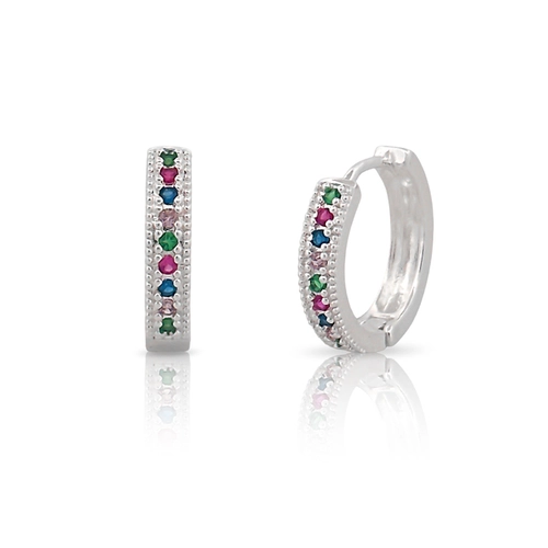 Brinco Argola Click com Zircônias Coloridas G