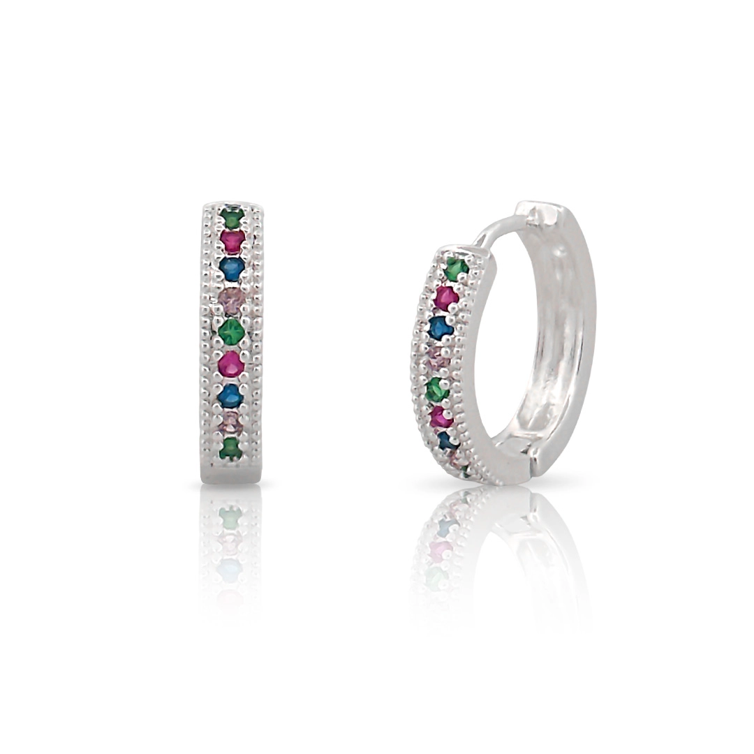 Brinco Argola Click com Zircônias Coloridas G
