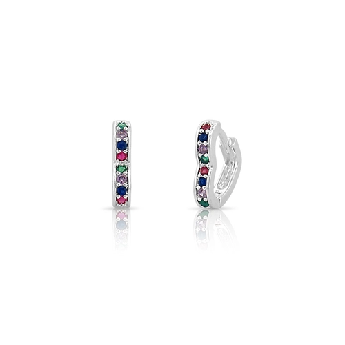 Brinco Argola Click Coração com Zircônias Coloridas