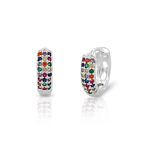 Brinco Argola Click Abaulada com Zircônias Coloridas M