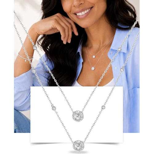 Gargantilha Blend Collection Dupla com Zircônias Cristal
