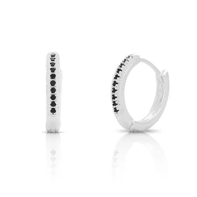 Brinco Argola Click com Zircônia Ônix