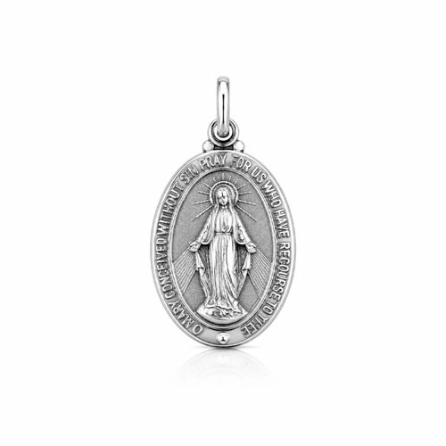 Pingente Medalha Oval com Nossa Senhora das Graças