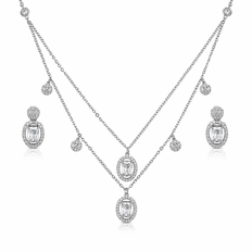 Gargantilha Dupla Blend Collection e Brincos com Zircônias Cristal