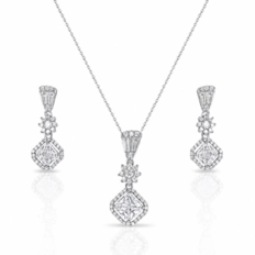 Gargantilha Blend Collection Com Brincos De Zircônia Cristal Quadrada