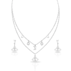 Colar Blend Collection Duplo e Brincos Com Zircônias Cristal