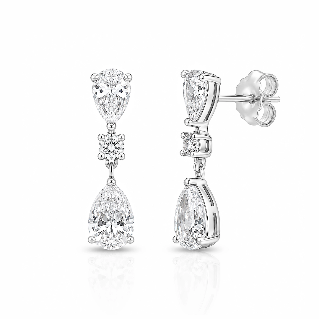 Brinco Balanço Blend Collection com Gotas em Zircônias Cristal