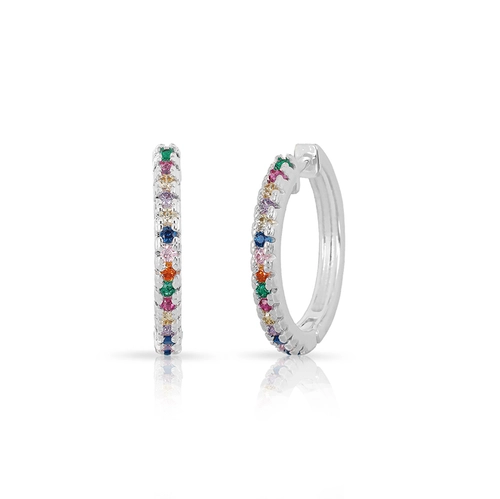 Brinco Argola Click com Zircônias Coloridas