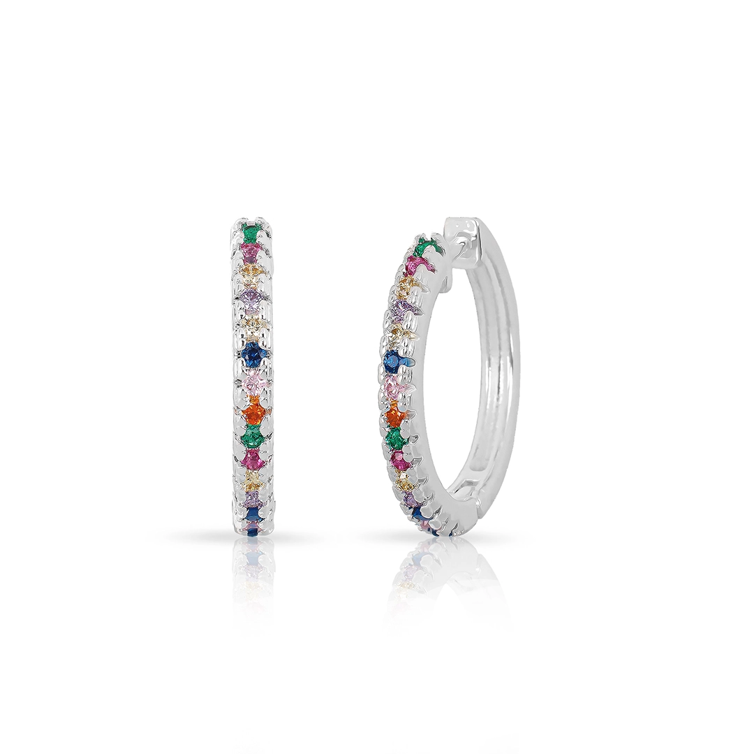 Brinco Argola Click com Zircônias Coloridas