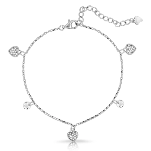 Pulseira com Corações e Zircônias Cristal