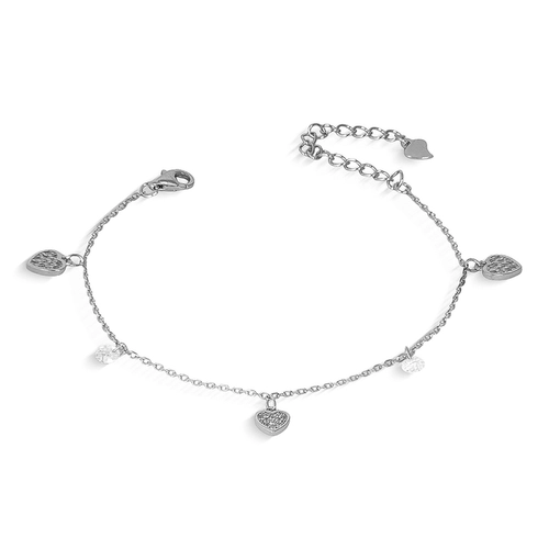Pulseira com Corações e Zircônias Cristal
