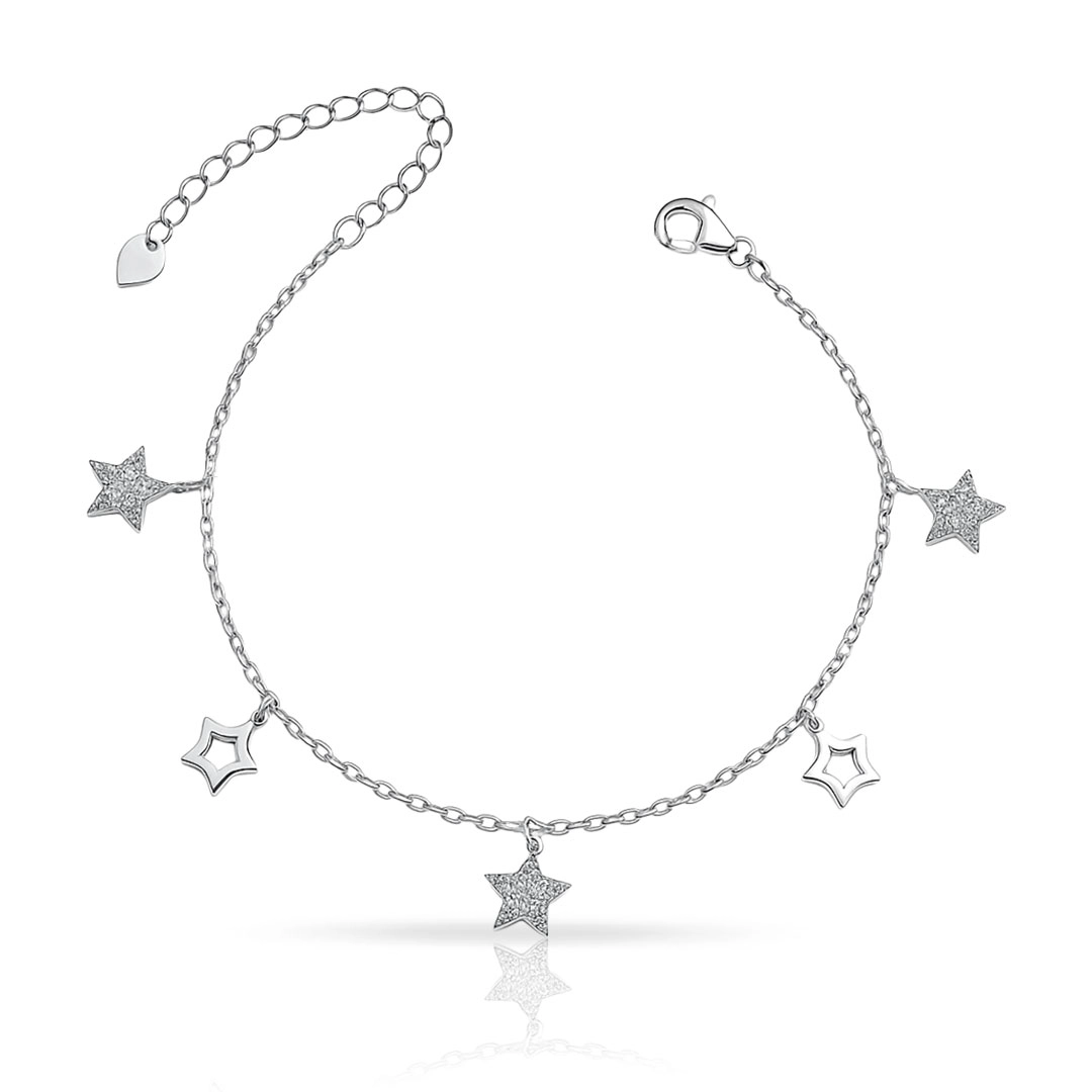 Pulseira de Estrelas com Zircônias Cristal