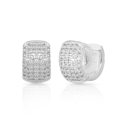Brinco Argola Click Cravejado de Zircônias Cristal