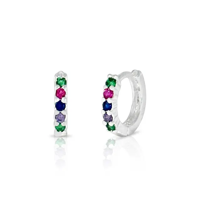 Brinco Argola Clic com Zircônias Coloridas P