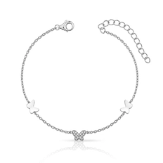 Pulseira Borboletas Espelhadas e Zircônias Cristal