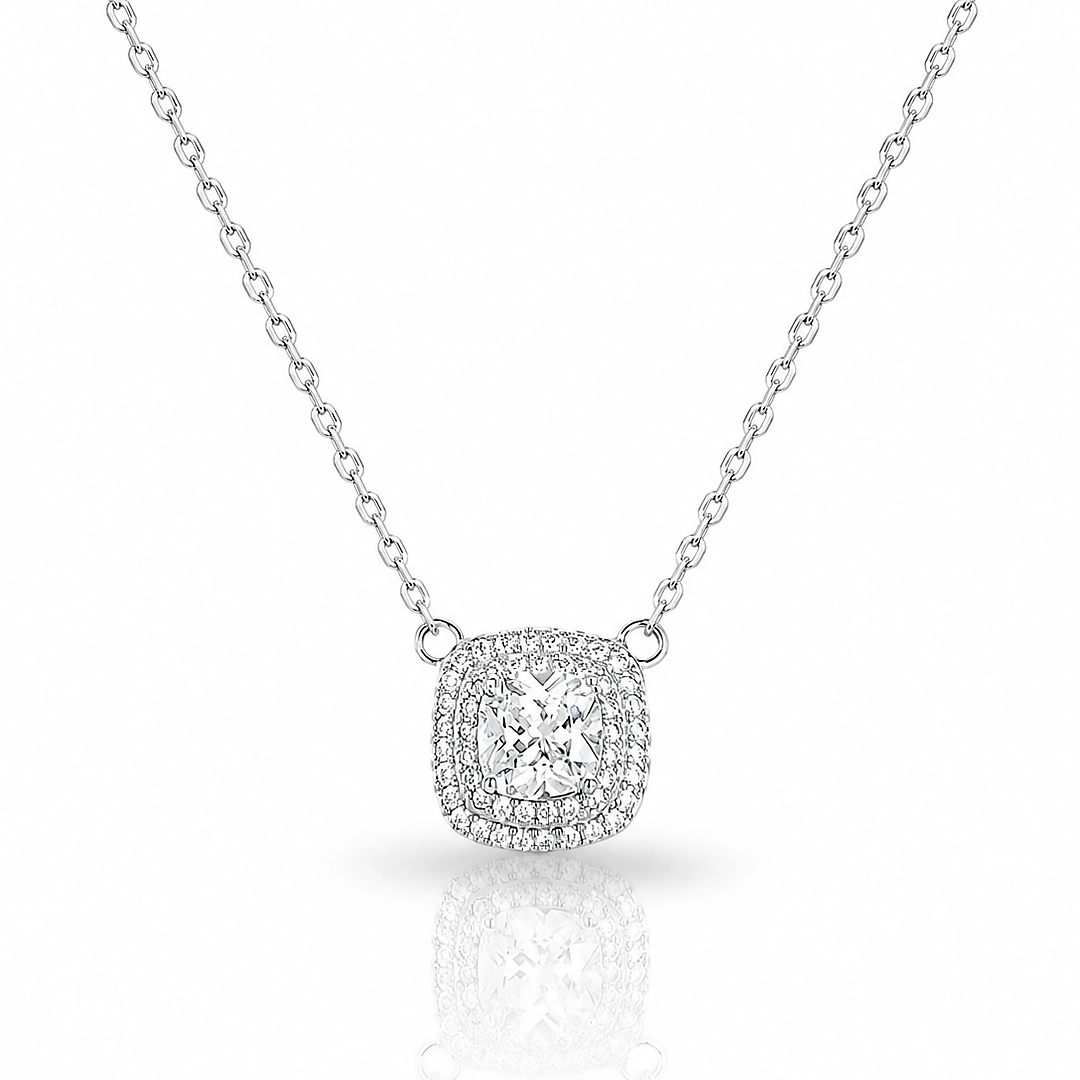 Gargantilha Blend Collection Com Zircônias Cristal Cravejadas Quadrada
