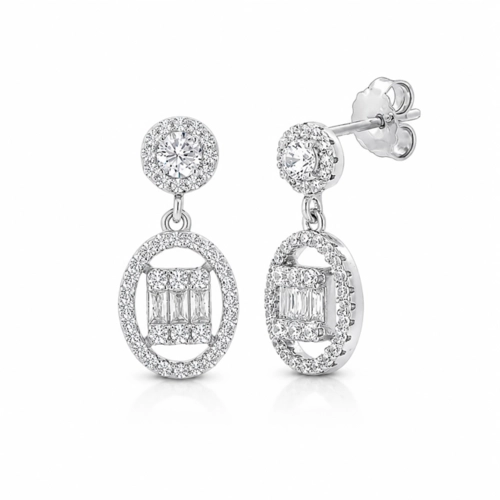 Brinco Blend Collection Oval em Zircônias Cristal