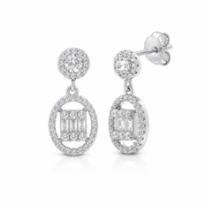 Brinco Blend Collection Oval em Zircônias Cristal