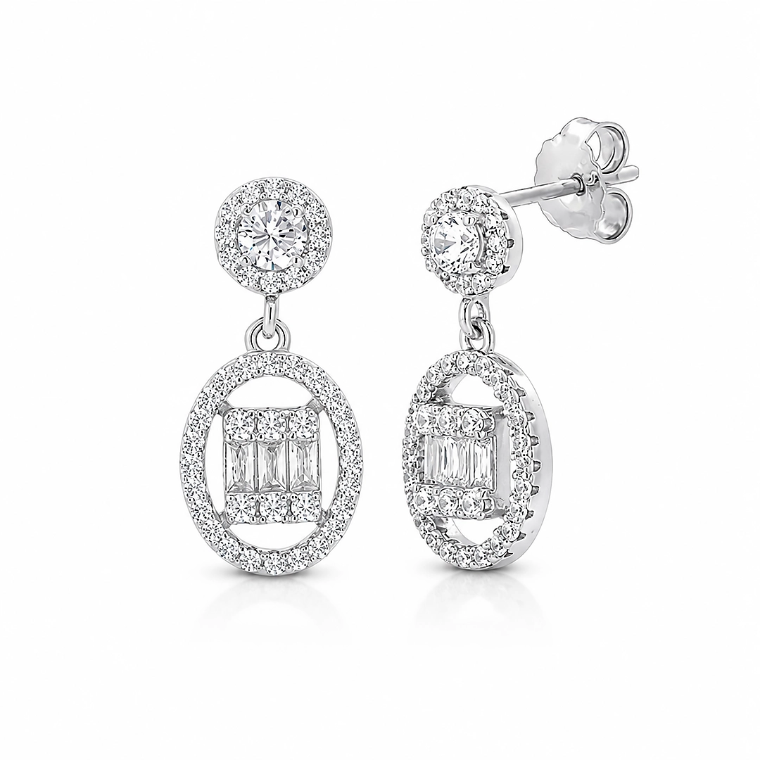 Brinco Blend Collection Oval em Zircônias Cristal