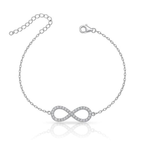 Pulseira de Prata 925 com Símbolo do Infinito com Zircônias