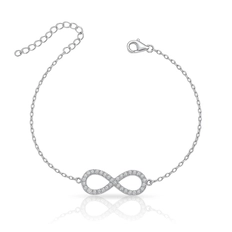 Pulseira de Prata 925 com Símbolo do Infinito com Zircônias