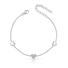 Pulseira Corações Espelhados e Zircônias Cristal